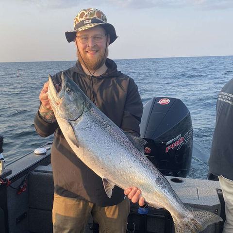 Ryan holding a 20-pound Lake Michigan king salmon