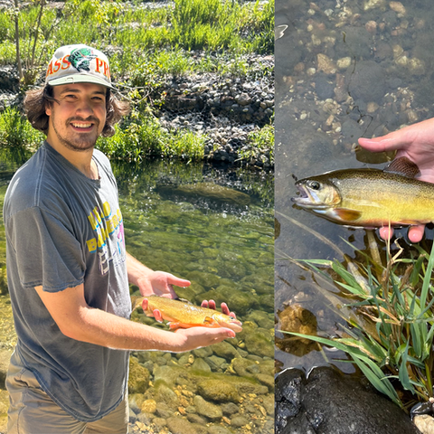 Seth holding a Gila trout in Arizona